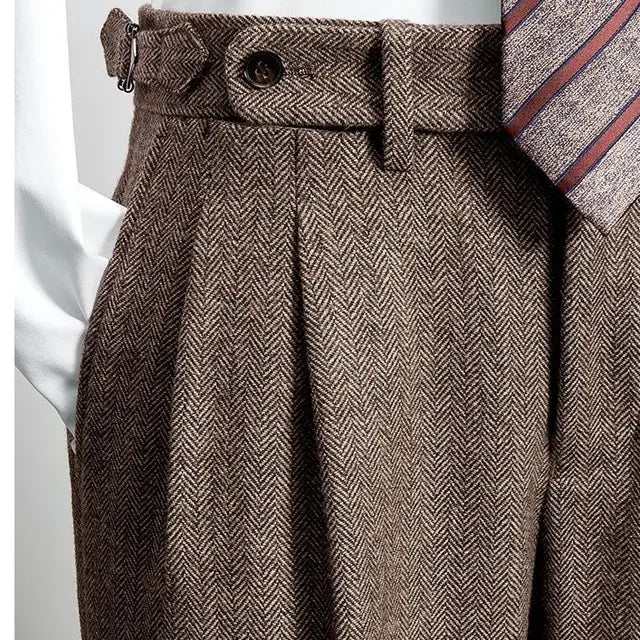 Herringbone Gurkha Trousers in Wool