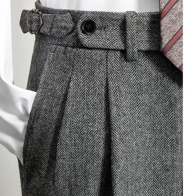 Herringbone Gurkha Trousers in Wool