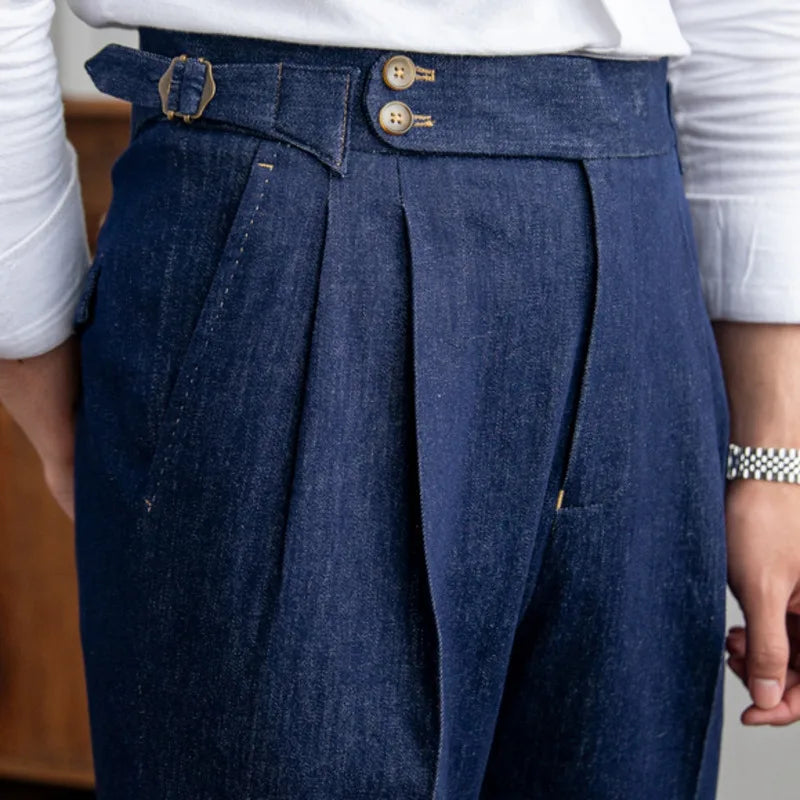 Hokkaido Denim Pleated Trousers