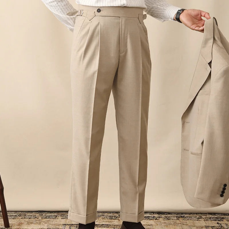 Italian High Waist Khaki Trousers