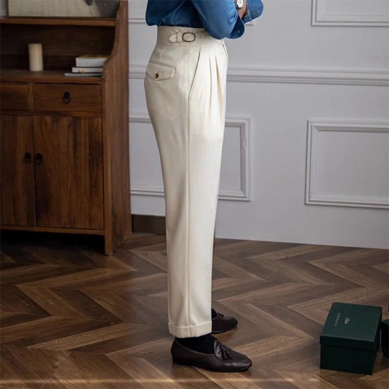 Double Pleated Gurkha Trousers in Cotton